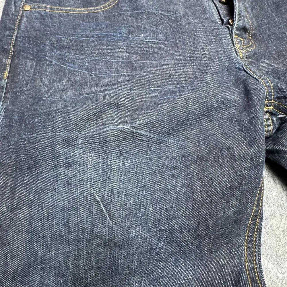 ANOM Jeans Mens 38x32 Blue Slim Straight Selvedge Button Fly Denim Pants Casual